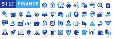Blue Line Finance Iconsのイラスト素材