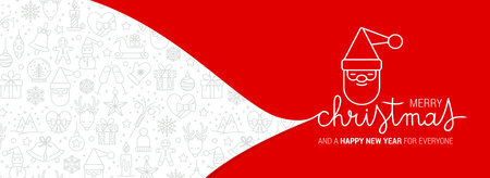 Paper art, Craft style of Santa Claus with words in copy space, Merry Christmas and Happy New Yearのイラスト素材
