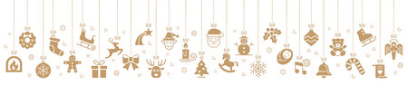 christmas ornaments hanging gold isolated backgroundのイラスト素材