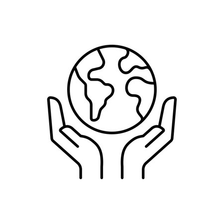 Earth and environment protection concept editable stroke outline icon isolated on white background flat vector illustrationのイラスト素材