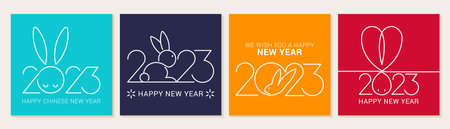 Chinese New Year 2023 - year of the rabbit - Chinese zodiac symbol, Lunar new year concept, modern background designのイラスト素材