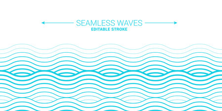Vector seamless pattern with stylized waves on a light background.のイラスト素材