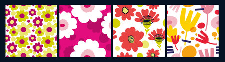 Artistic seamless pattern with abstract flowersのイラスト素材
