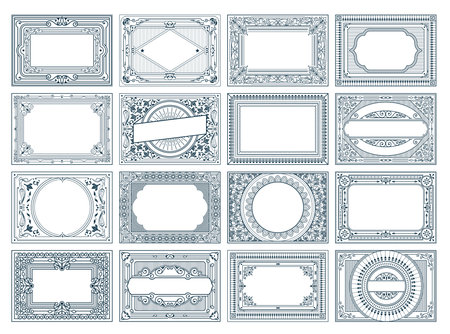 Ornamental label frames. decorative vintage frame and retro badgeのイラスト素材