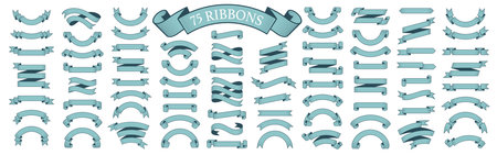 vector set of 75 ribbonsのイラスト素材