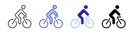 Set of four bike icons on white backgroundのイラスト素材