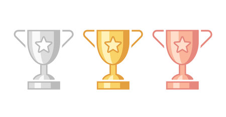 Silver gold and bronze trophy iconのイラスト素材