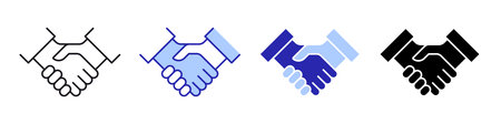 Business agreement handshake icon in different style vector illustration, friendly handshake icon for apps and websitesのイラスト素材
