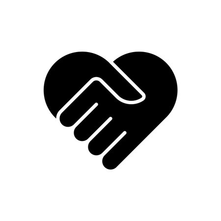 Flat icon of handshake in the form of a heart as a concept of trust and supportのイラスト素材