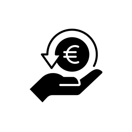 Euro cashback icon isolated on white background. Euro refund icon vectorのイラスト素材