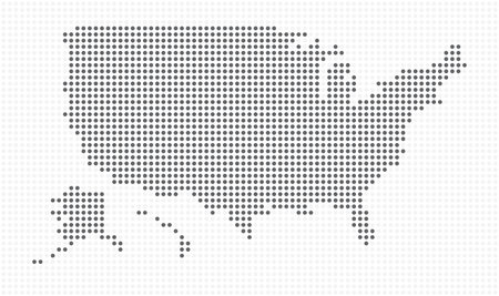 Dotted style map of USA and white backgroundのイラスト素材