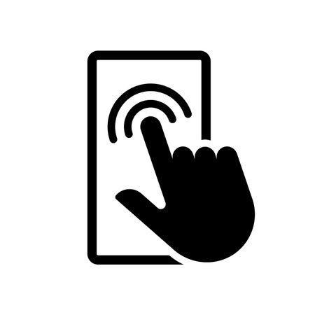Hand Holding Smartphone Touch Screen black flat style Iconのイラスト素材
