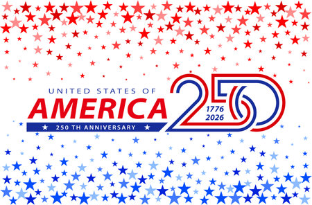 Patriotic vector banner celebrating the 250th anniversary of the United States of America, Horizontal Bannerのイラスト素材