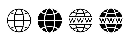 Website icon set. Globe icons, Web icons vector in flat and outline Styleのイラスト素材
