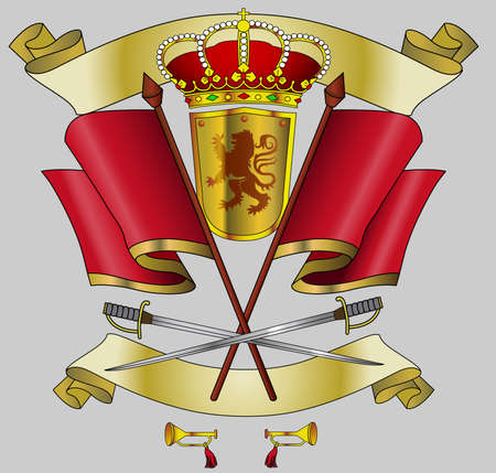 shield heraldy kingdom, ornamentのイラスト素材