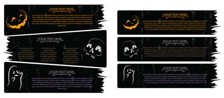 banner design halloween, skul, pumpkin and ghostのイラスト素材