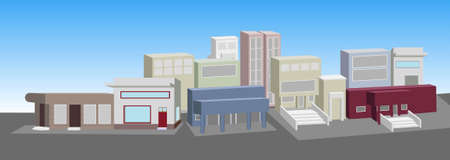 city street townのイラスト素材