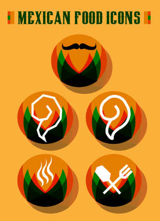 mexican food iconsのイラスト素材