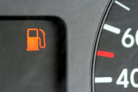 Empty fuel tank display of a motor vehicleの写真素材