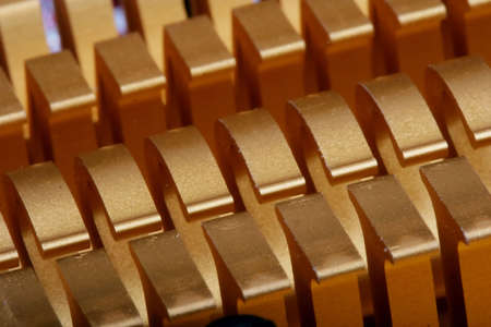 Close up of a copper haet sink for a computer processorの写真素材