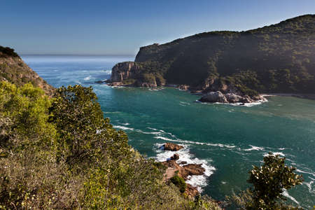 Beautiful laggon exit to the wild ocean at Knysna, South Africa