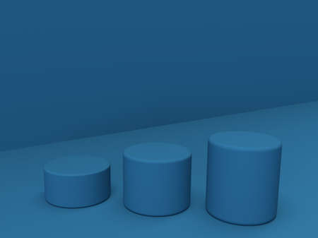 Mockup geometric shape cylinder mat podium on green background. 3D render of advertising template space for product in minimalist style. Display case empty showcaseの写真素材