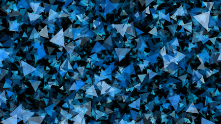 Dynamic pattern background of blue and white polygons which look like mirrors turn slow at the top...
