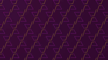 Geometric pattern where lines and shapes intersect with each other to form new patterns on vibrant purple gradient with copy space. Use background Simple illustration conceptの写真素材