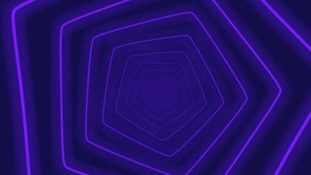 Loopable abstract digital neon polygon tunnel background.  Futuristic sparkling pattern with dark...