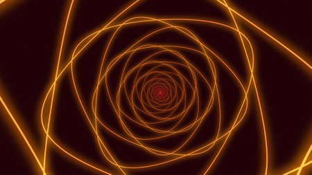 Loopable abstract digital neon polygon tunnel background. Futuristic sparkling pattern that moves...