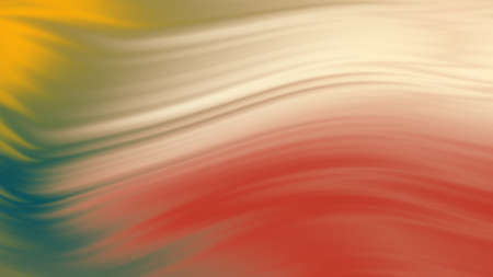 Fluid vibrant gradient of green yellow red beige colors with smooth movement in the frame swing like a wave with copy space. Abstract lines background conceptの写真素材