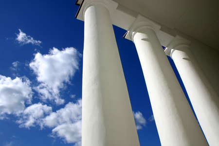 White columns, blue skyの写真素材