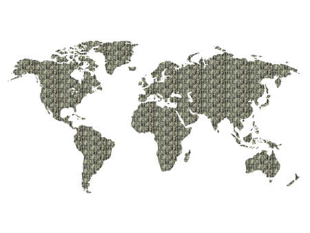 USA dollars presidents textured world mapの写真素材