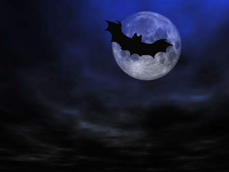 Halloween background, flying batの写真素材