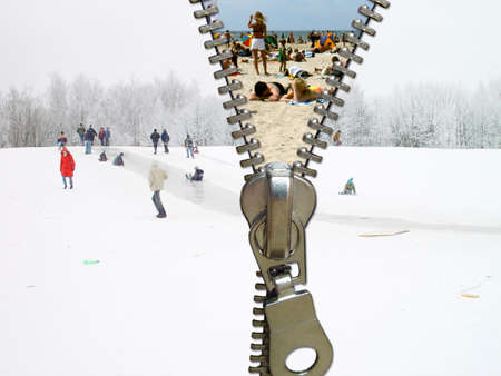 Zipper concept. Revealing vacationの写真素材
