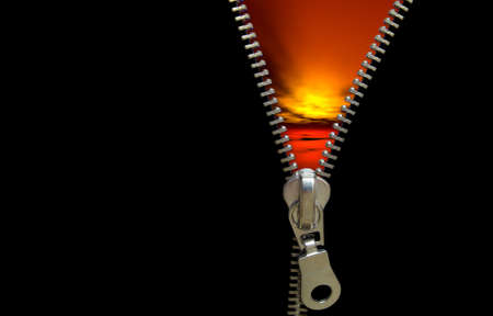 Zipper concept. Revealing the last day/night/sunsetの写真素材