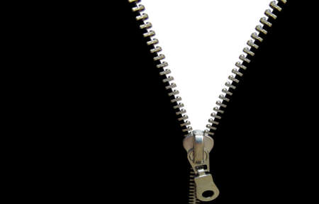 Zipper concept. Black and white. Space for your ideasの写真素材