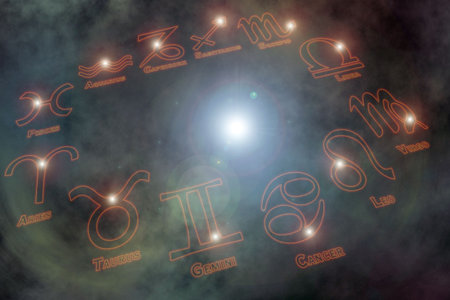 Zodiac signs backgroundの写真素材