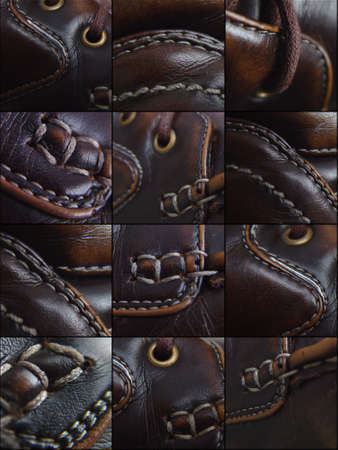 Leather shoes details collageの写真素材