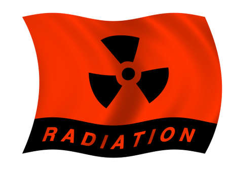 Radiation flag- isolated against white の写真素材