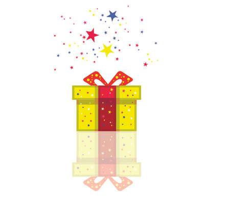Color holiday present with stars around. Vector formatのイラスト素材