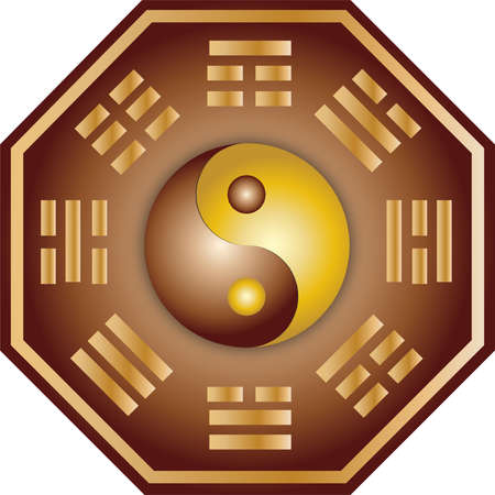 Vector Yin Yang and bagua illustrationのイラスト素材