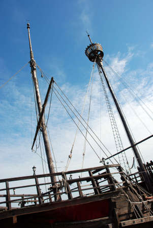 A ship on a sea frontの写真素材