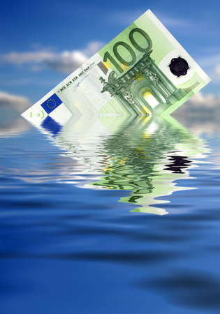 Euro sinking- hard economy timesの写真素材