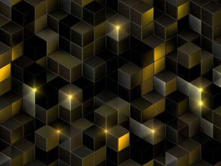 3D cubes abstract background with a lot of concepts and metaphors: business, team, technologies,...