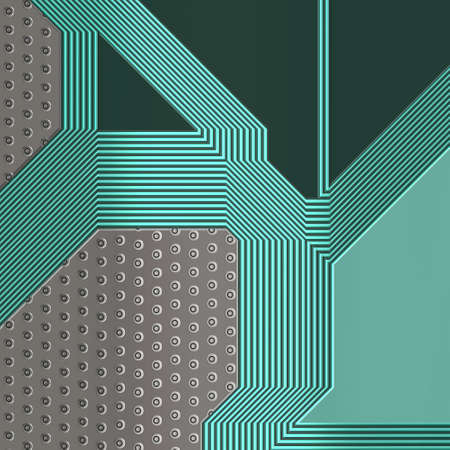 Artificial circuit board close-up conceptual illustration