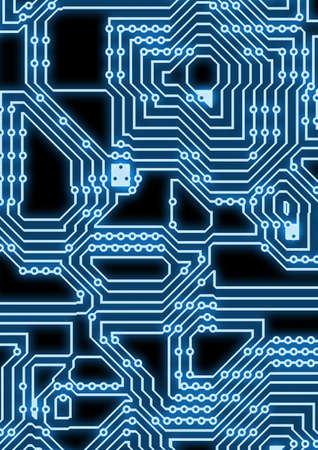 Artificial glowing cyber circuit illustration