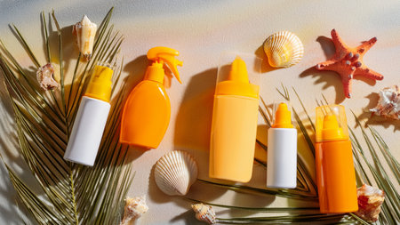 Cosmetic bottle ads template. 3D illustration of cosmetic bottle ads for product placementの素材