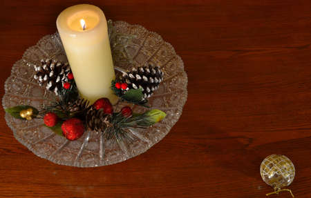 Christmas Candle - room for text-looks like a gift tag.の写真素材