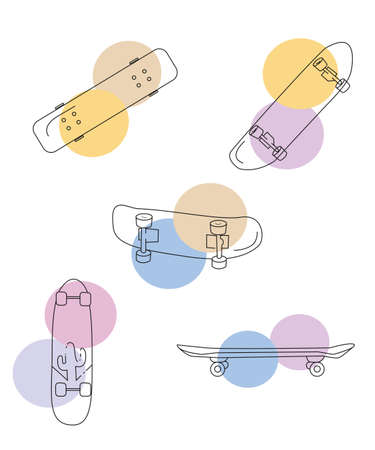 set of icons skate lines With color elementsのイラスト素材